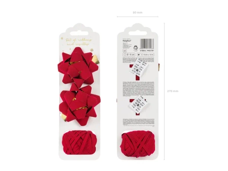 Kokardki rozetki i wstążka welurowa zestaw czerwony