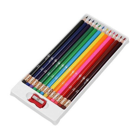 Kredki ołówkowe trójkątne z gumką 12 kolorów inSpiria