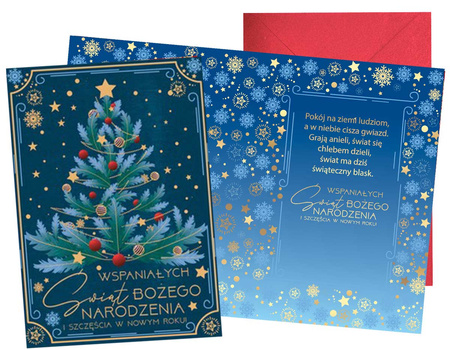 Kartka okolicznościowa Karnet świąteczny choinka niebieska