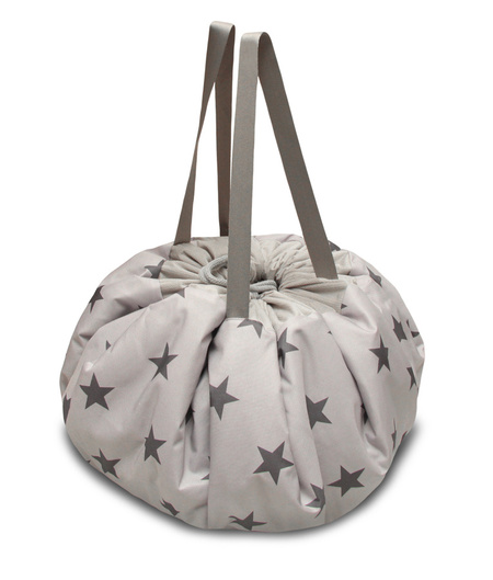 Worek mięciutka mata na zabawki 3w1 wzór GWIAZDKI szara- OUTLET - przybrudzony materiał