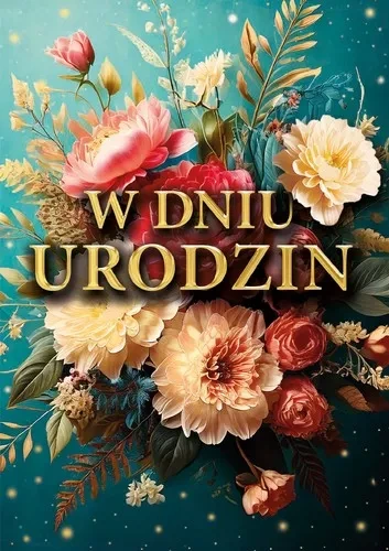 Kartka urodzinowa W dniu urodzin KWIATY trójwymiarowa 3D 1 szt.