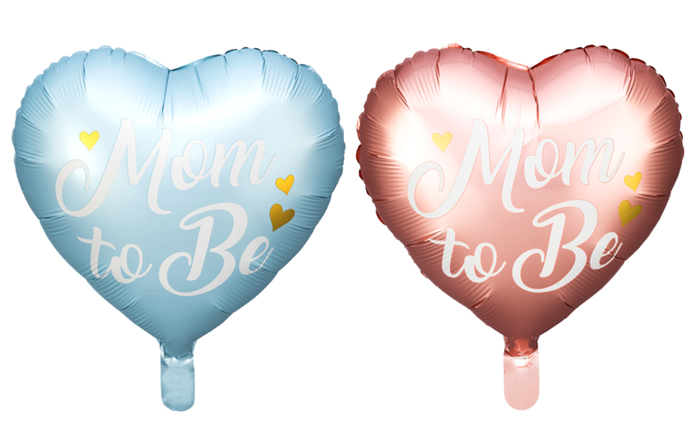 Mom to Be balon foliowy serce 35 cm Baby Shower