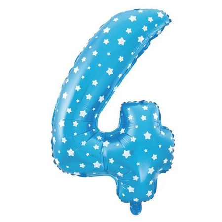BALON foliowy CYFRA mała 40 cm NIEBIESKIE GWIAZDKI