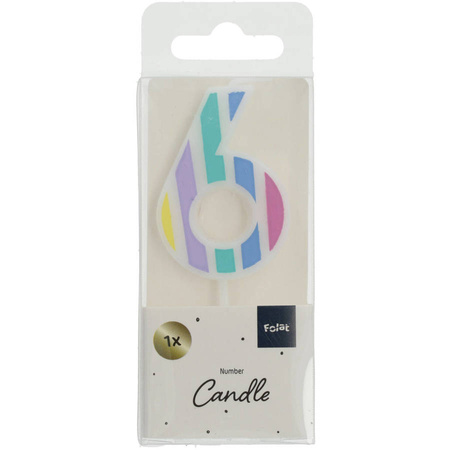 Świeczka urodzinowa na tort cyfra Pastelowa paski 1 szt.