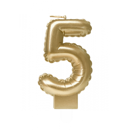 Świeczka urodzinowa cyfra 5 jak balon foliowy złota