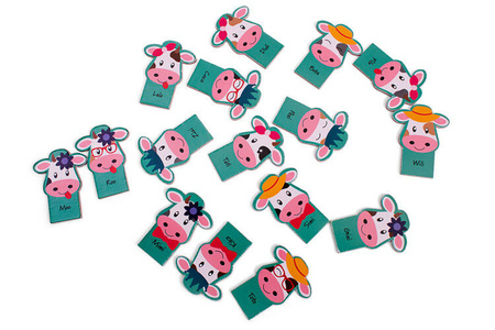 Drewniana gra logiczna Zgadnij która krówka BS Toys