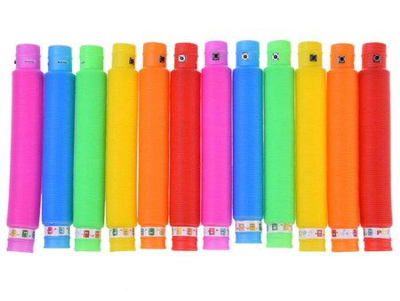 Rurki Sensoryczne ŚWIECĄCE LED zabawka edukacyjna gąsienica 12 szt.