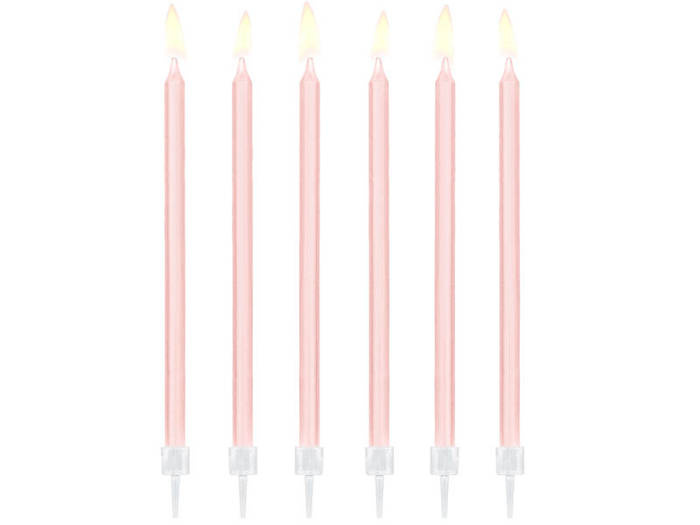 Świeczki urodzinowe długie różowe 14 cm 12 szt.