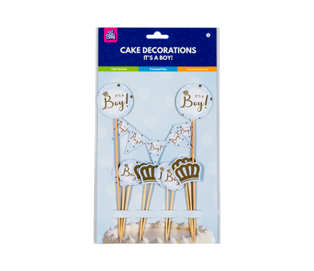 Toppery dekoracyjne, pikery Baby Shower It's a boy niebieskie 9 szt.