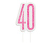 Świeczka urodzinowa na tort liczba "40" różowa