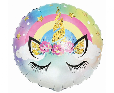 Balon foliowy JEDNOROŻEC okrągły 18 cali 35 cm