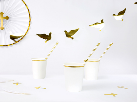 Kubeczki papierowe ze złotym zdobieniem 260 ml 6 szt