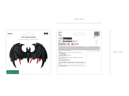 Balon foliowy Nietoperz, 120x81 cm, czarny