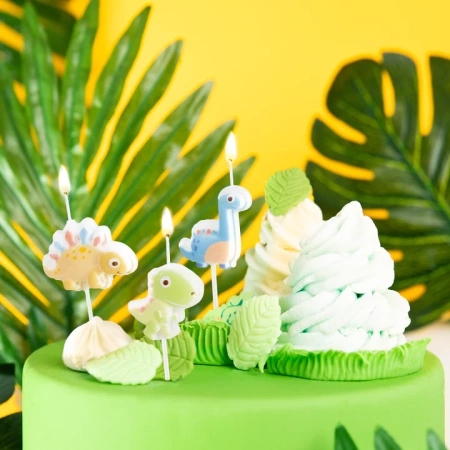 Świeczki urodzinowe na tort DINOZAURY pastel 3 szt.