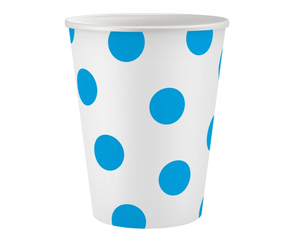 Kubeczki papierowe GROSZKI niebieskie 250 ml 6 szt.