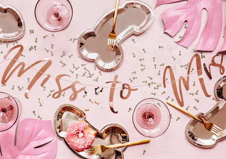 Talerzyki papierowe złoty róż Penis 26,5 x 15,5 cm 6 szt.