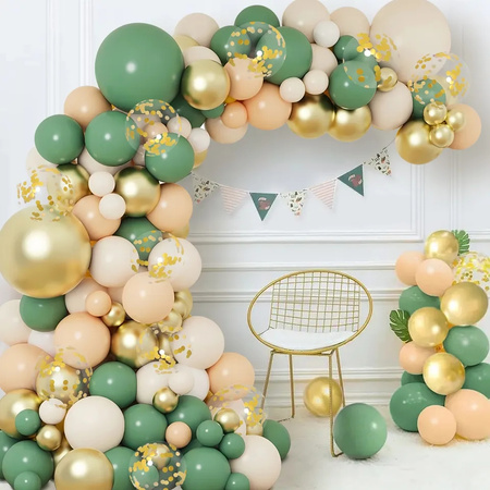 GIRLANDA BALONOWA 110 szt. oliwkowo łososiowa