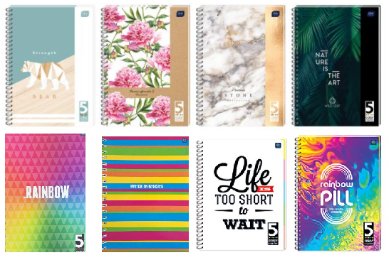 Kołozeszyt B5 100 kartkowy w kratke 575  kolorowe marginesy (MIX)