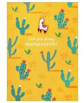 Kartka okolicznościowa uniwersalna "I kto jest dzisiaj najpiękniejszy" przypinka LAMA