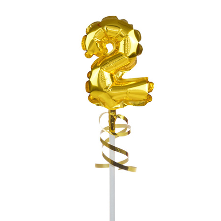 BALON foliowy CYFRA na patyczku ZŁOTA 12,5 cm