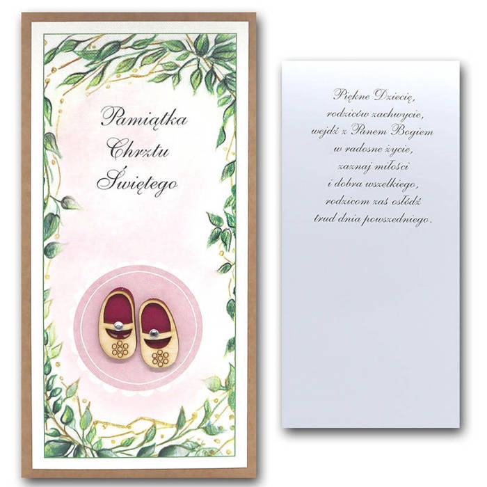 Kartka okolicznościowa CHRZEST ŚWIĘTY dziewczynka buciki