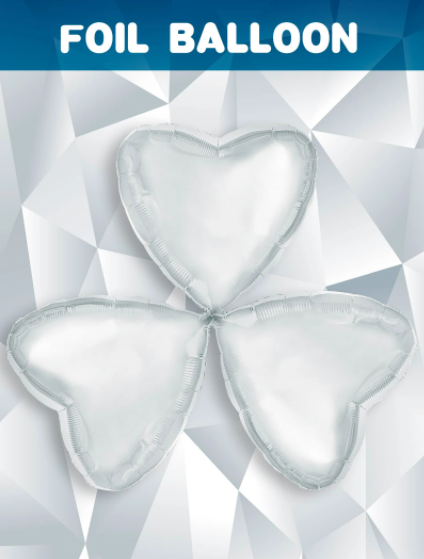 Serce czerwone lub srebrne balon foliowy 9" zestaw 3 szt.