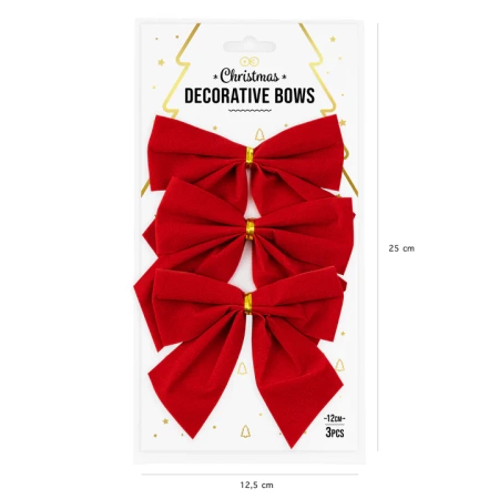Kokardki świąteczne czerwone 12x10cm 3szt.