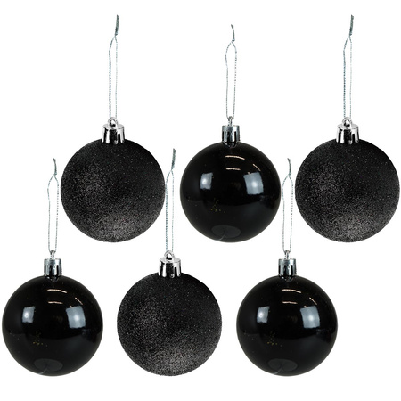 Bombki choinkowe czarne (6 szt.)