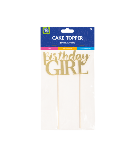Topper na tort urodzinowy Birthday Girl złoty