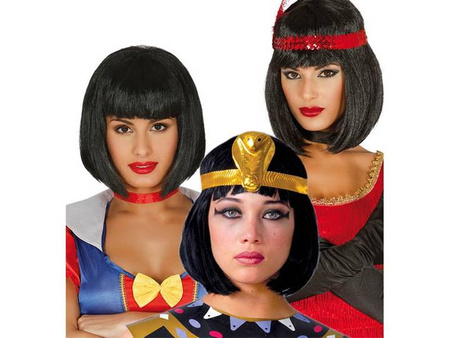 Peruka BOB krótka czarna z grzywką