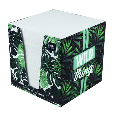 Kostka papierowa BIAŁA 90x90x90mm w kubiku kartonowym MIX wzorów