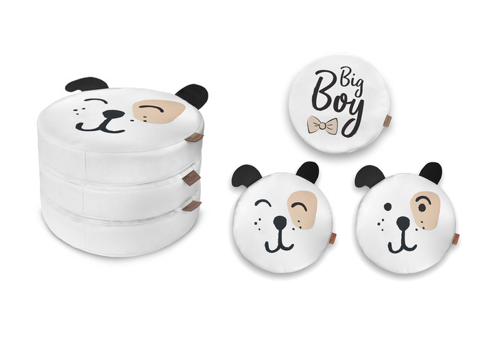 Poduszki białe ekoskóra PIESEK zestaw 3 szt. 6 cm AKSON