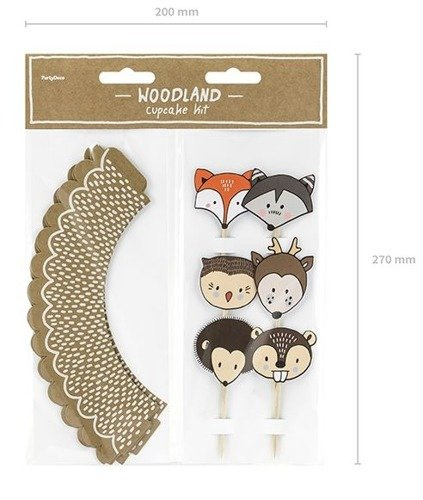 Pikery toppery Zwierzęta leśne dekoracje na tort, muffinki 6 szt