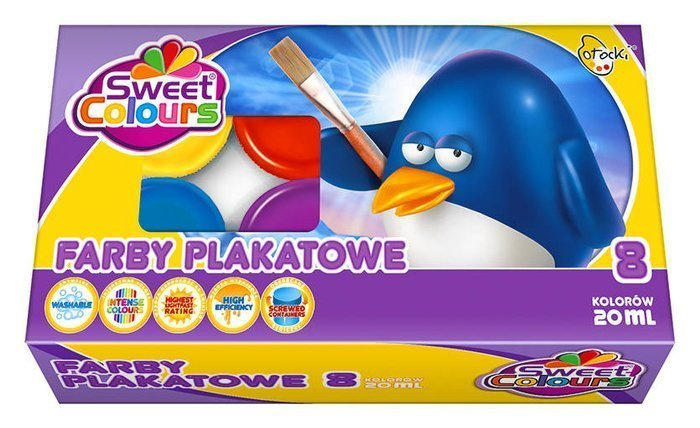 Farby Plakatowe 8 kolorów OTOCKI 8x20 ml Szkolne