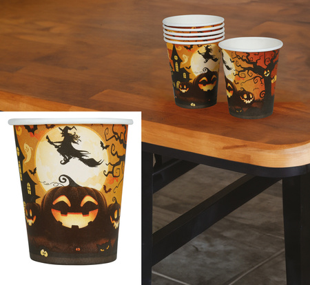 Kubeczki papierowe Dynia pomarańczowe HALLOWEEN 240 ml 6 szt.