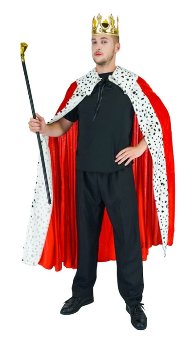 Zestaw Króla peleryna korona dla dorosłych 140 cm czerwona