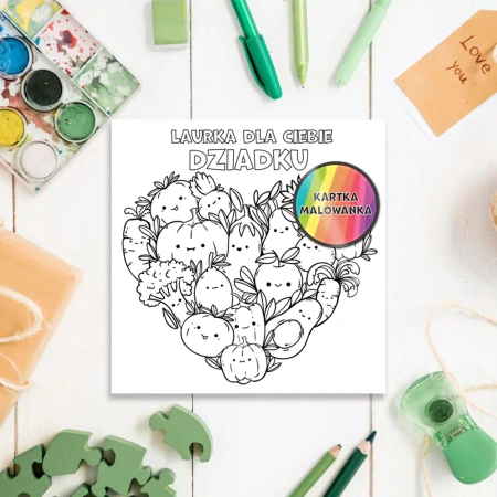 Kartka z życzeniami Kolorowanka Warzywa dla Dziadka