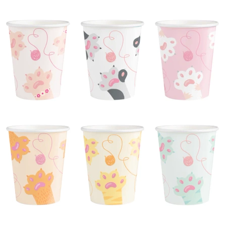 Kubki papierowe Kotki łapki 220 ml 6 szt.