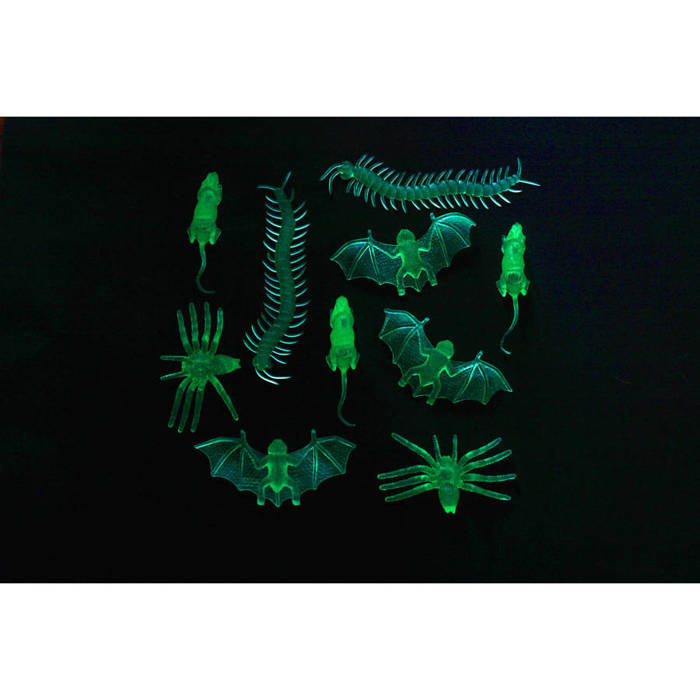 Dekoracja halloweenowa Owady Zwierzątka ŚWIECĄCE W CIEMNOŚCI 10 szt.