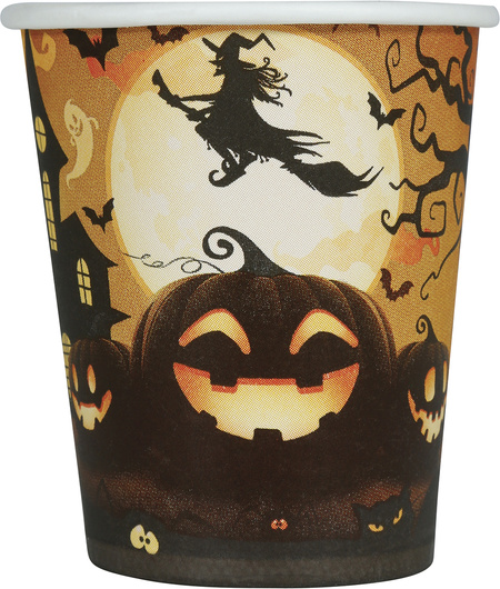 Kubeczki papierowe Dynia pomarańczowe HALLOWEEN 240 ml 6 szt.