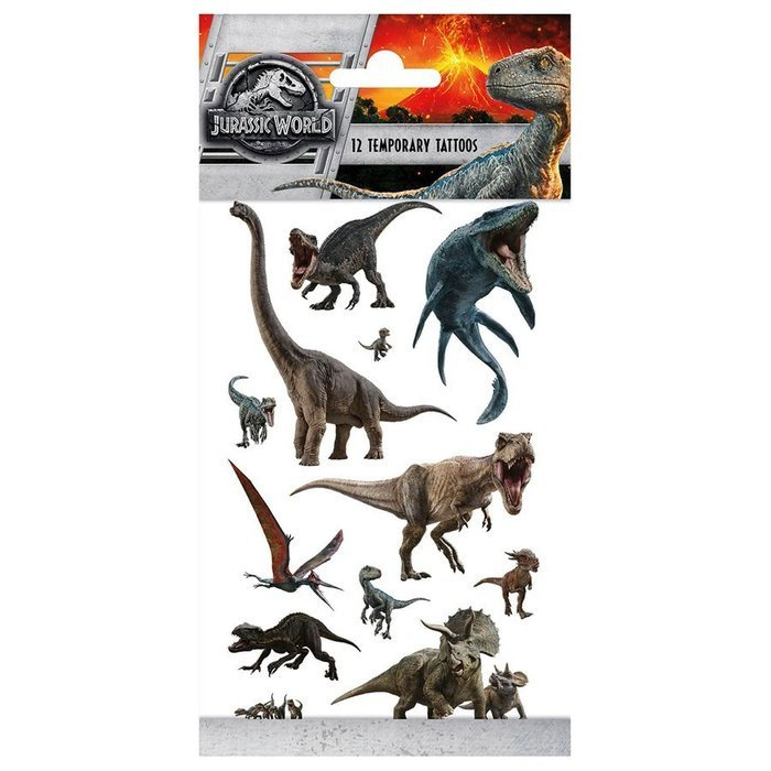 Tatuaże zmywalne wodne Dinozaury Jurassic World 12 szt.