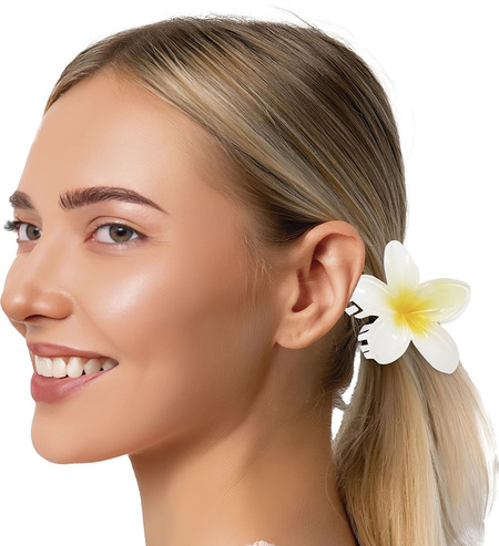 Spinka do włosów klips KWIAT biało żółty 1 szt.