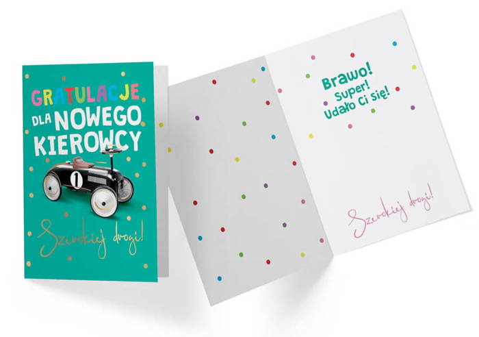 Karnet Gratulacje Nowy Kierowca samochód