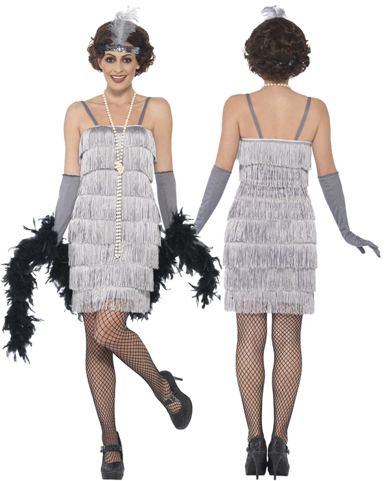Sukienka lata 20. strój Dama Retro Srebrny