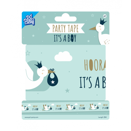 Taśma dekoracyjna Baby Shower, niebieska chłopiec 12 metrów