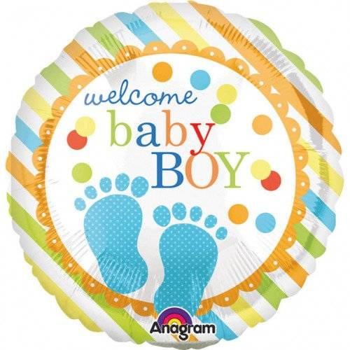 Welcome Baby Boy okrągły balon foliowy Anagram 9''