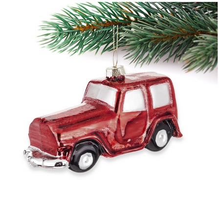 Bombka zawieszka na choinkę czerwony samochód retro 1 szt.