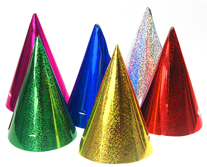 Czapeczka papierowa holograficzna czapeczki Sylwester Karnawał 1 szt.