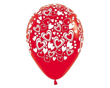 Balony Sempertex Podwójne Serca 12'' 50 szt Mix biało-czerwony