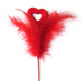 Serduszko z piórkami na patyku Dekoracja 1 szt.